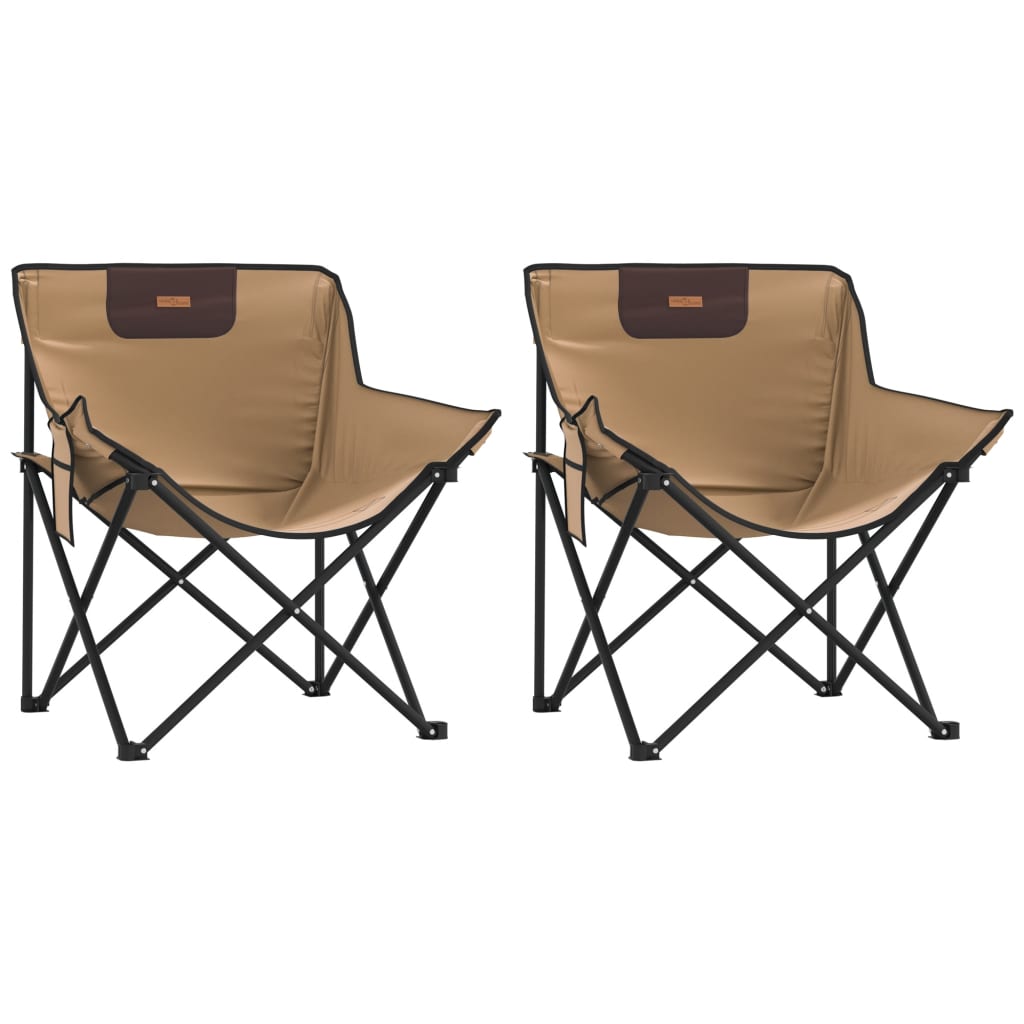 Campingstoelen 2 st met vakje inklapbaar bruin is nu te koop bij PeponiXL, paradijselijk wonen!