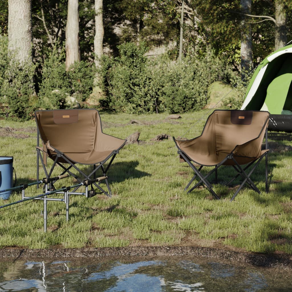 Campingstoelen 2 st met vakje inklapbaar bruin is nu te koop bij PeponiXL, paradijselijk wonen!