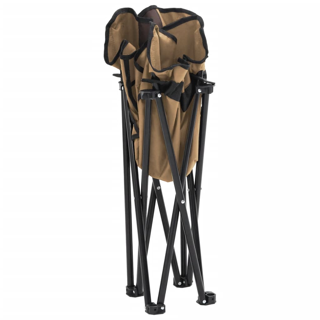 Campingstoelen 2 st met vakje inklapbaar bruin is nu te koop bij PeponiXL, paradijselijk wonen!