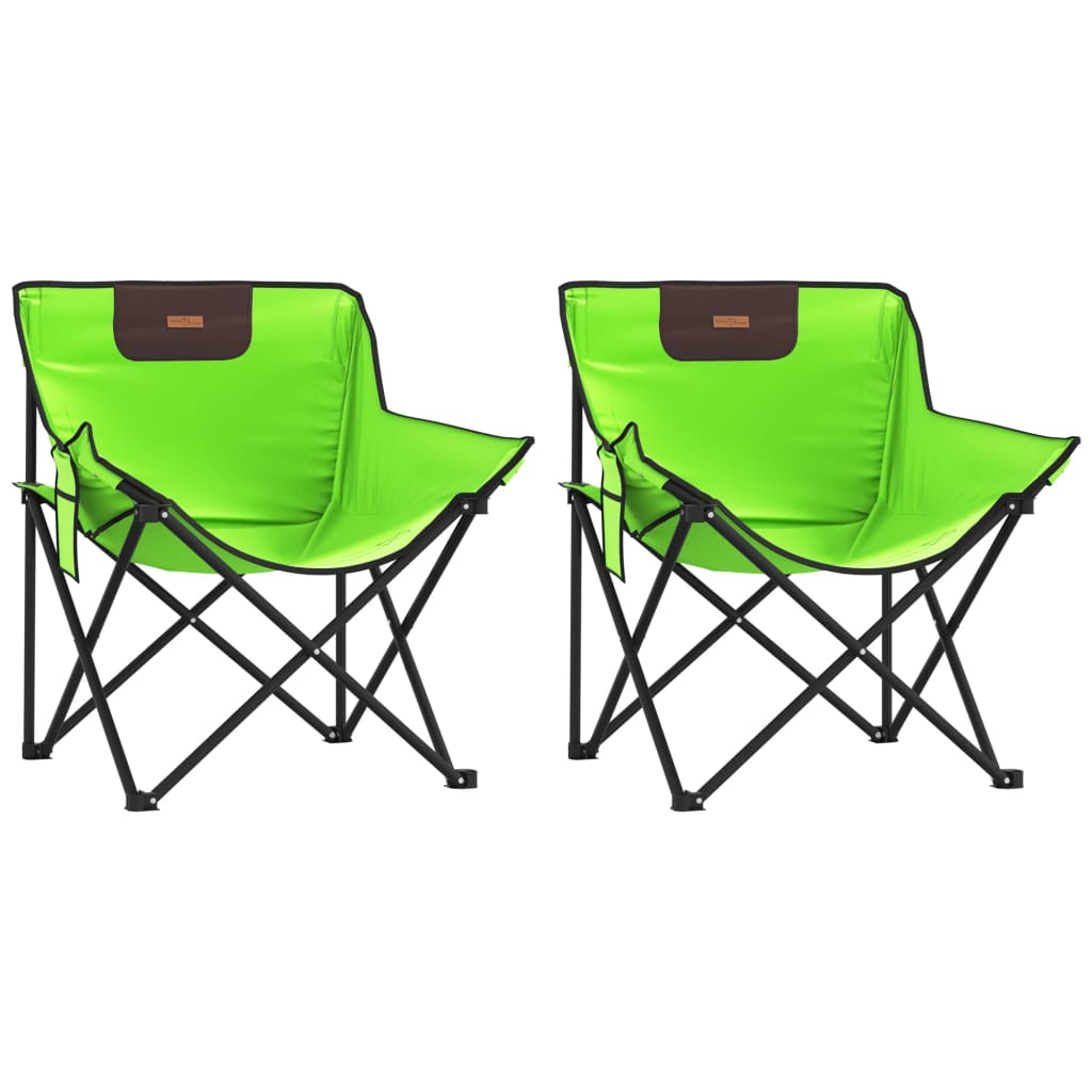 Campingstoelen 2 st met vakje inklapbaar groen is nu te koop bij PeponiXL, paradijselijk wonen!
