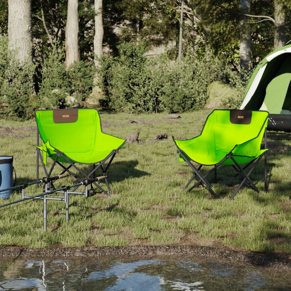 Campingstoelen 2 st met vakje inklapbaar groen is nu te koop bij PeponiXL, paradijselijk wonen!