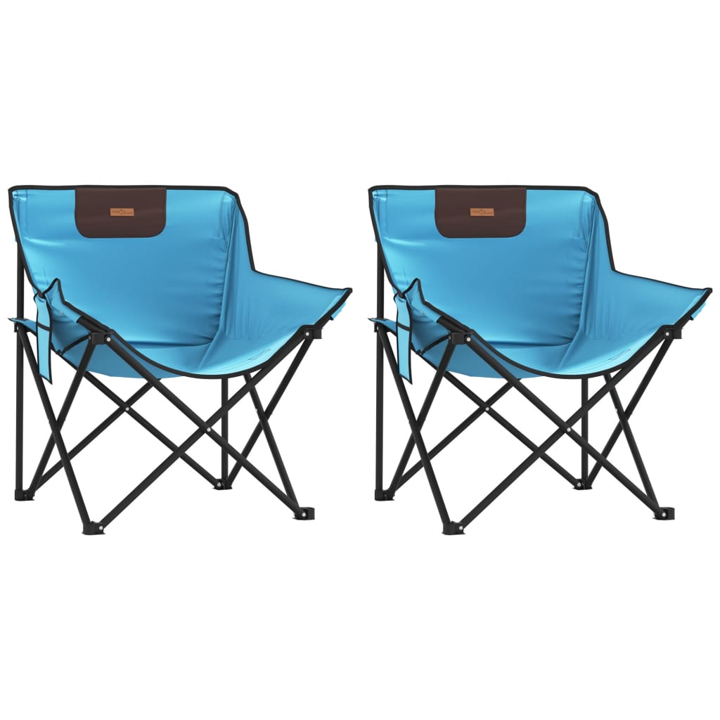 Campingstoelen 2 st met vakje inklapbaar felblauw is nu te koop bij PeponiXL, paradijselijk wonen!