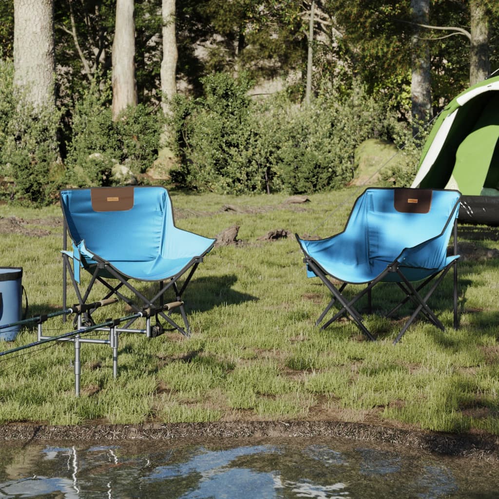Campingstoelen 2 st met vakje inklapbaar felblauw is nu te koop bij PeponiXL, paradijselijk wonen!