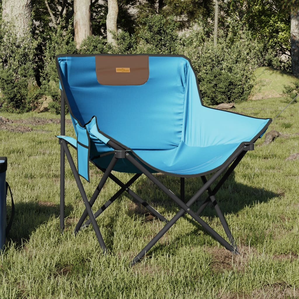 Campingstoelen 2 st met vakje inklapbaar felblauw is nu te koop bij PeponiXL, paradijselijk wonen!