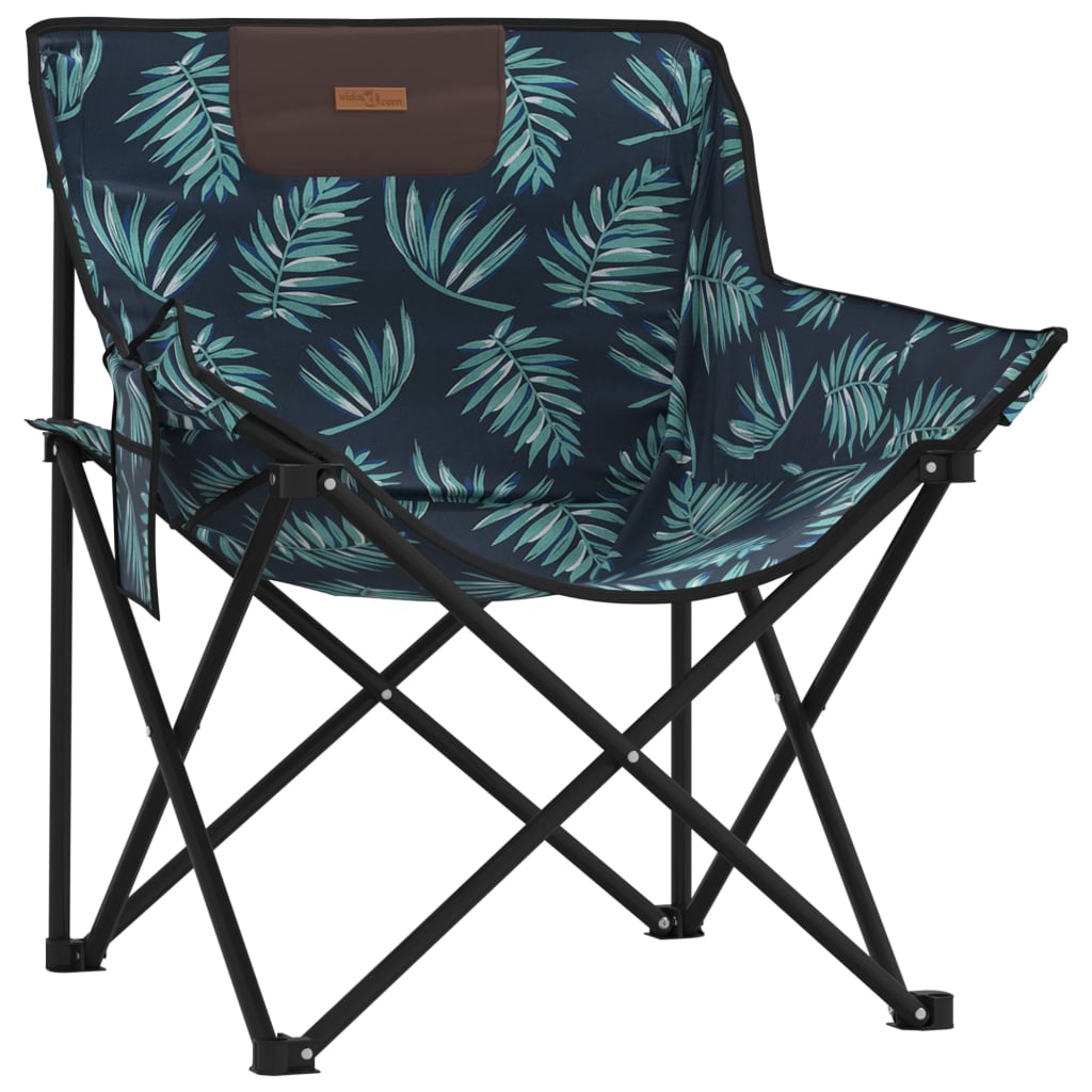 Campingstoelen 2 st met vakje inklapbaar bladprint is nu te koop bij PeponiXL, paradijselijk wonen!