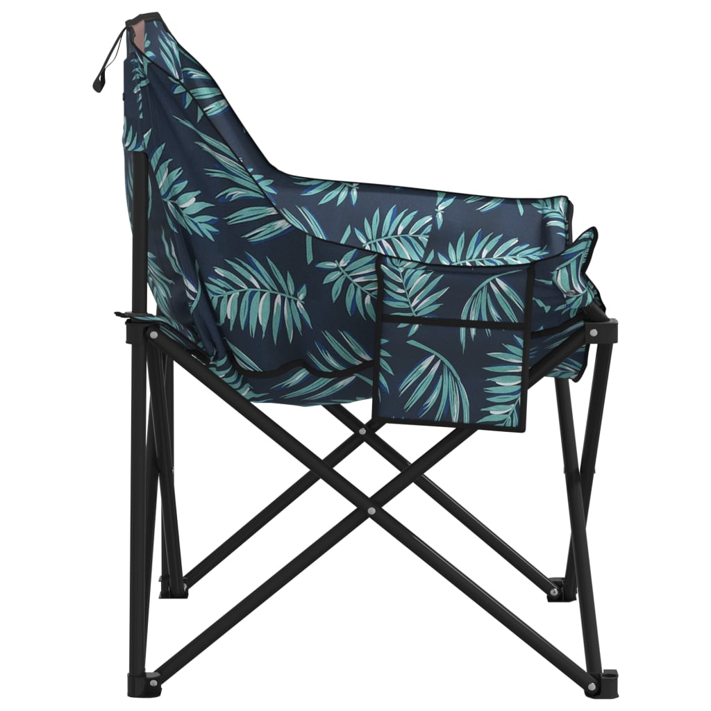 Campingstoelen 2 st met vakje inklapbaar bladprint is nu te koop bij PeponiXL, paradijselijk wonen!