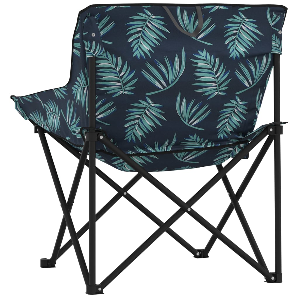 Campingstoelen 2 st met vakje inklapbaar bladprint is nu te koop bij PeponiXL, paradijselijk wonen!
