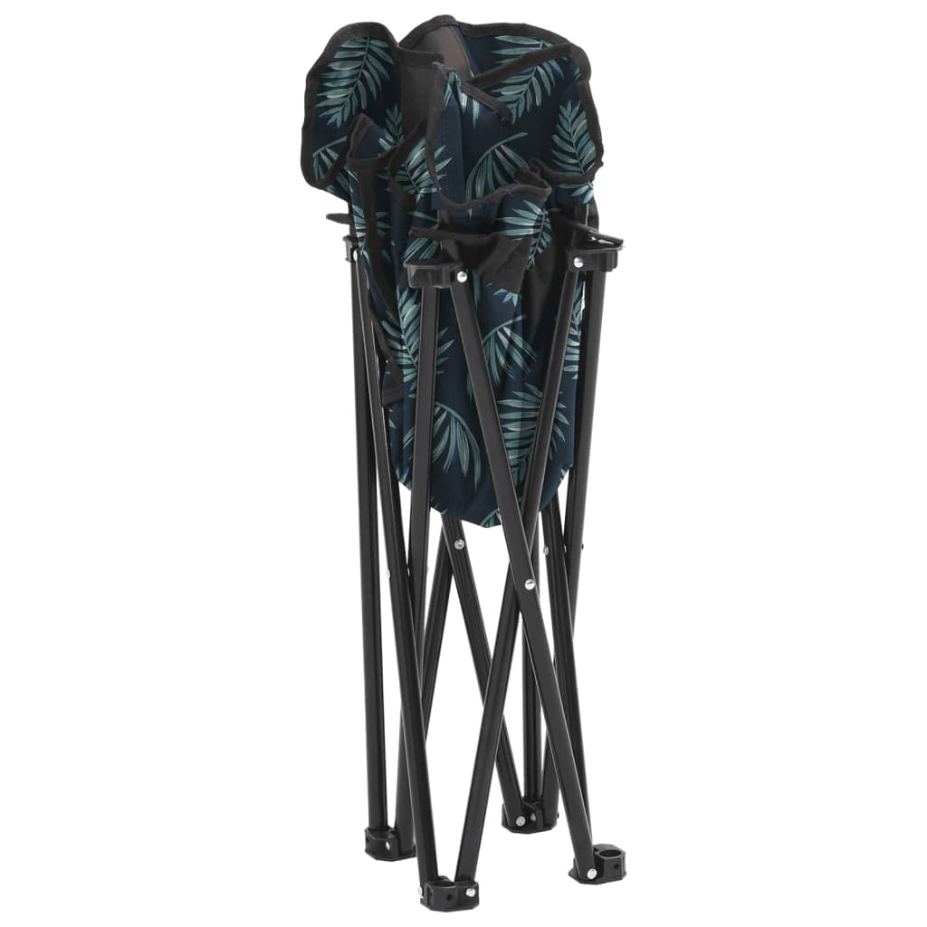 Campingstoelen 2 st met vakje inklapbaar bladprint is nu te koop bij PeponiXL, paradijselijk wonen!