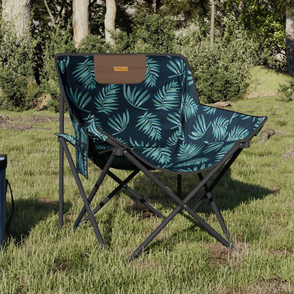 Campingstoelen 2 st met vakje inklapbaar bladprint is nu te koop bij PeponiXL, paradijselijk wonen!