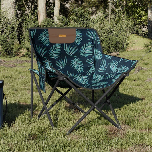 Campingstoelen 2 st met vakje inklapbaar bladprint is nu te koop bij PeponiXL, paradijselijk wonen!
