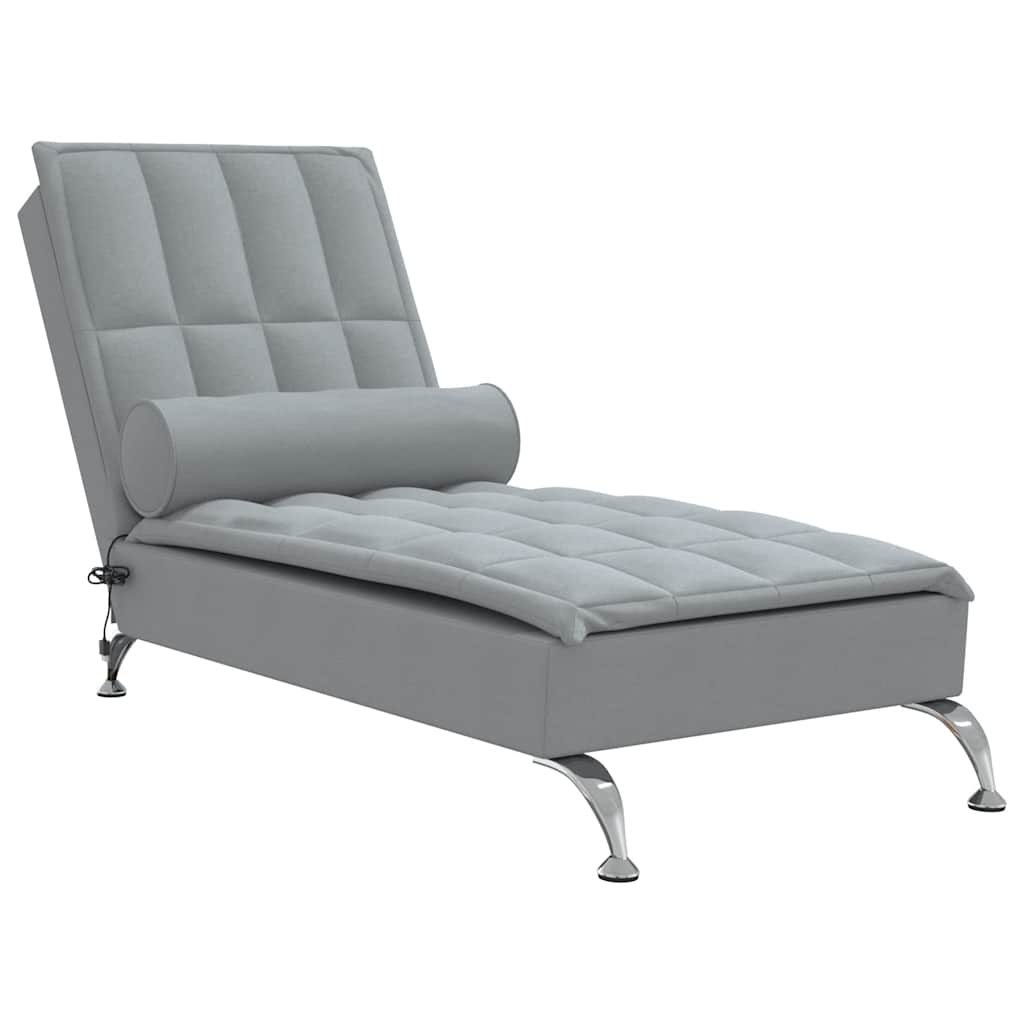 Massage chaise longue met bolster stof lichtgrijs is nu te koop bij PeponiXL, paradijselijk wonen!