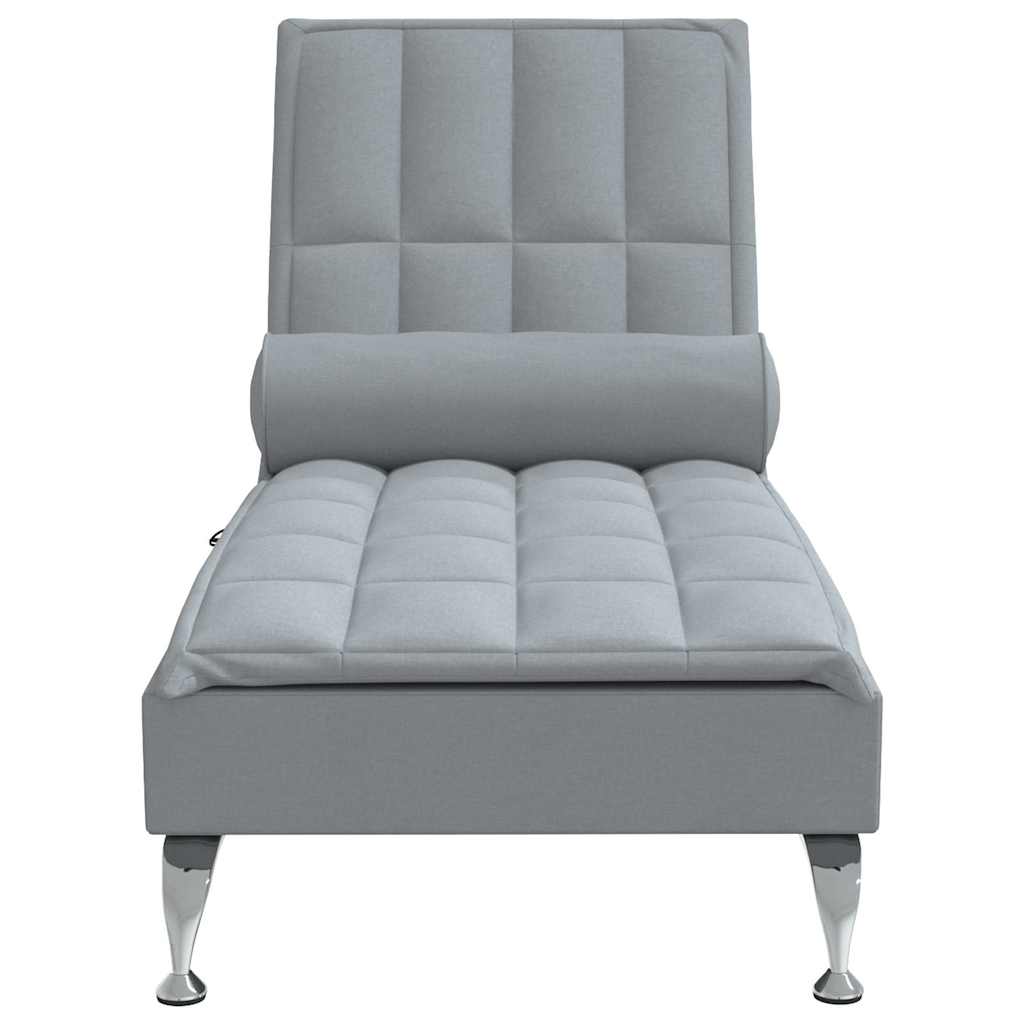 Massage chaise longue met bolster stof lichtgrijs is nu te koop bij PeponiXL, paradijselijk wonen!