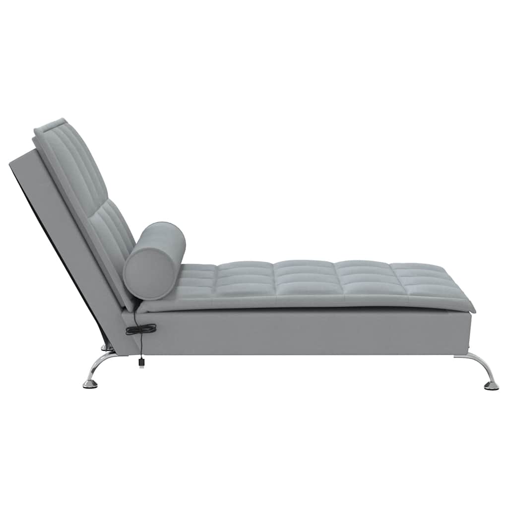 Massage chaise longue met bolster stof lichtgrijs is nu te koop bij PeponiXL, paradijselijk wonen!