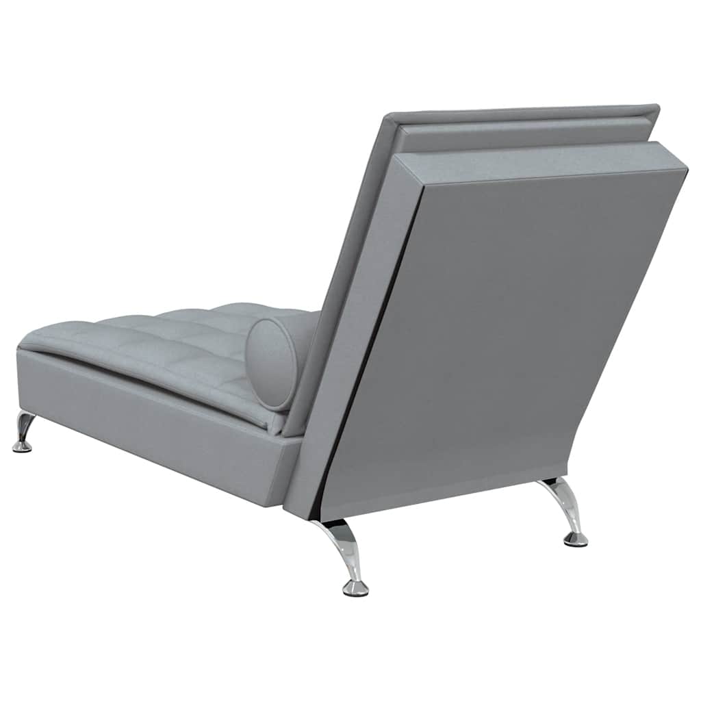 Massage chaise longue met bolster stof lichtgrijs is nu te koop bij PeponiXL, paradijselijk wonen!