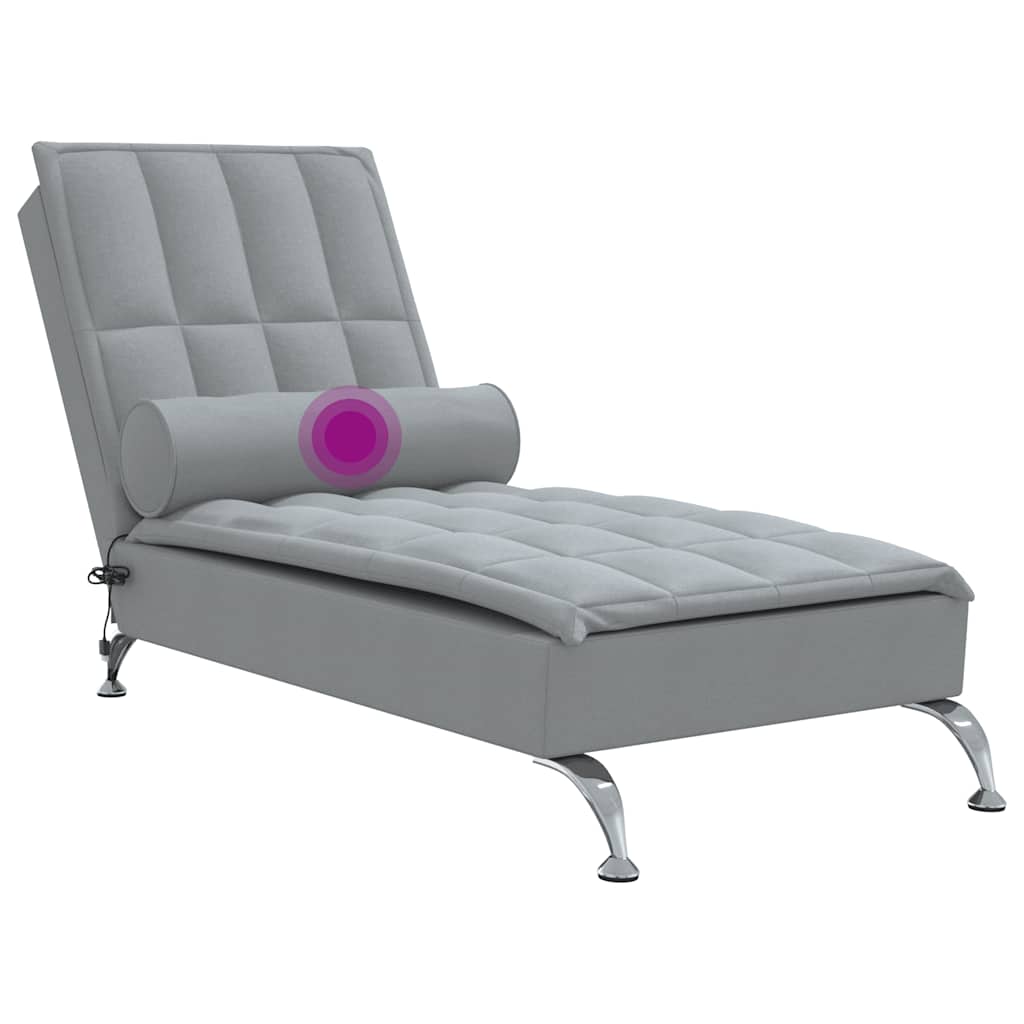 Massage chaise longue met bolster stof lichtgrijs is nu te koop bij PeponiXL, paradijselijk wonen!