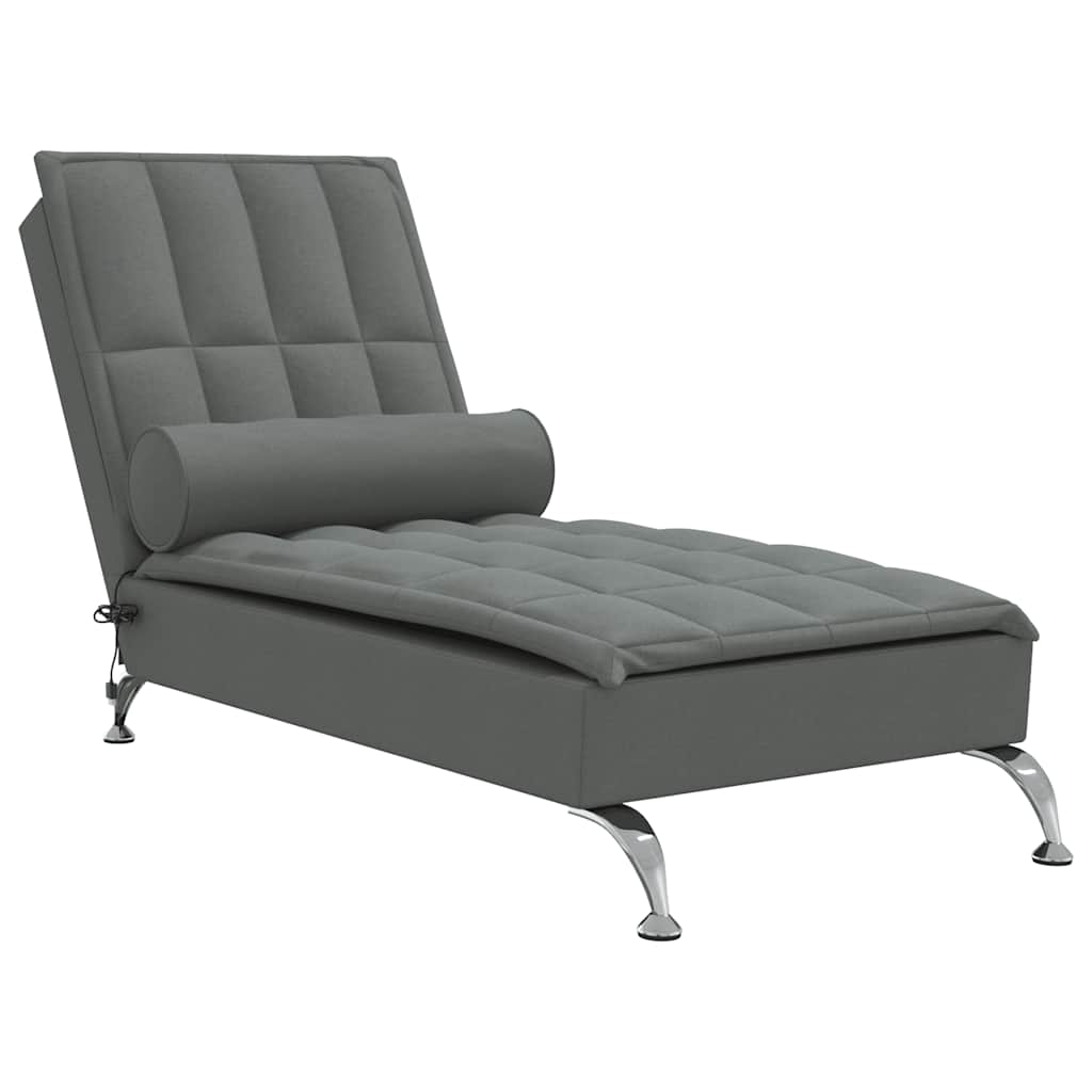 Massage chaise longue met bolster stof donkergrijs is nu te koop bij PeponiXL, paradijselijk wonen!