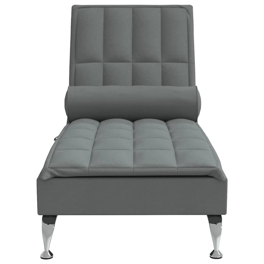 Massage chaise longue met bolster stof donkergrijs is nu te koop bij PeponiXL, paradijselijk wonen!