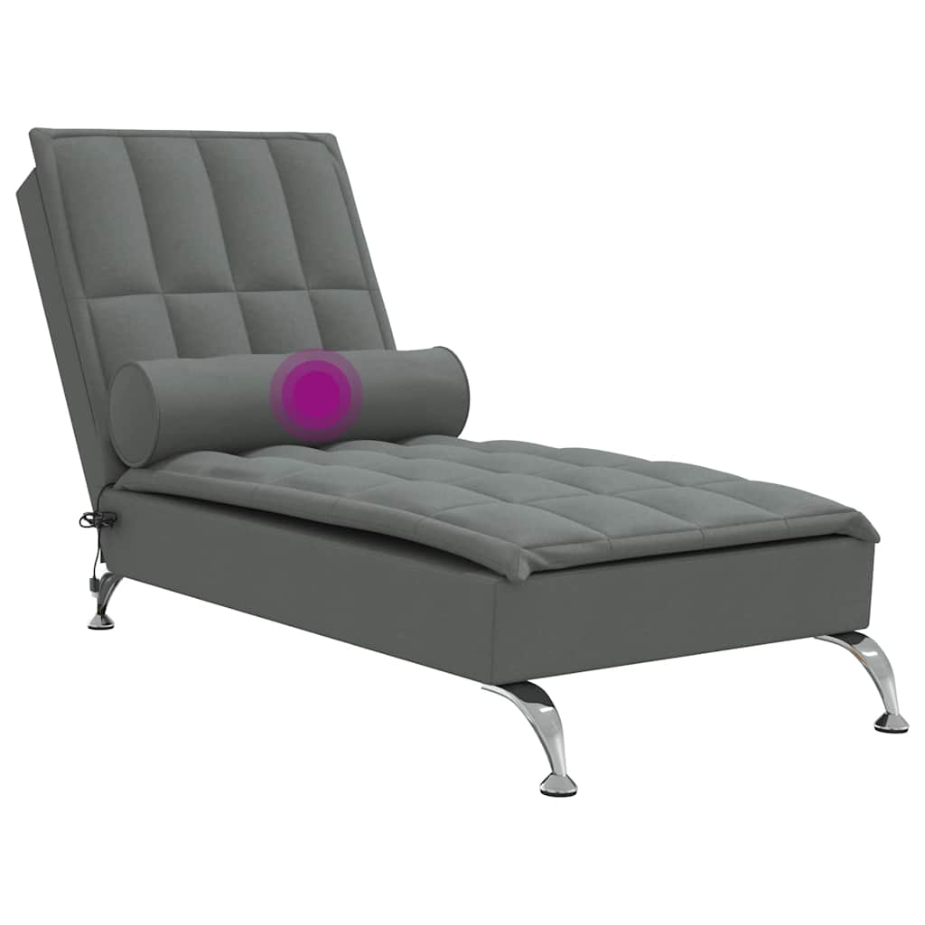Massage chaise longue met bolster stof donkergrijs is nu te koop bij PeponiXL, paradijselijk wonen!