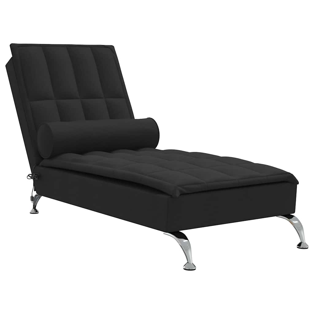 Massage chaise longue met bolster stof zwart is nu te koop bij PeponiXL, paradijselijk wonen!