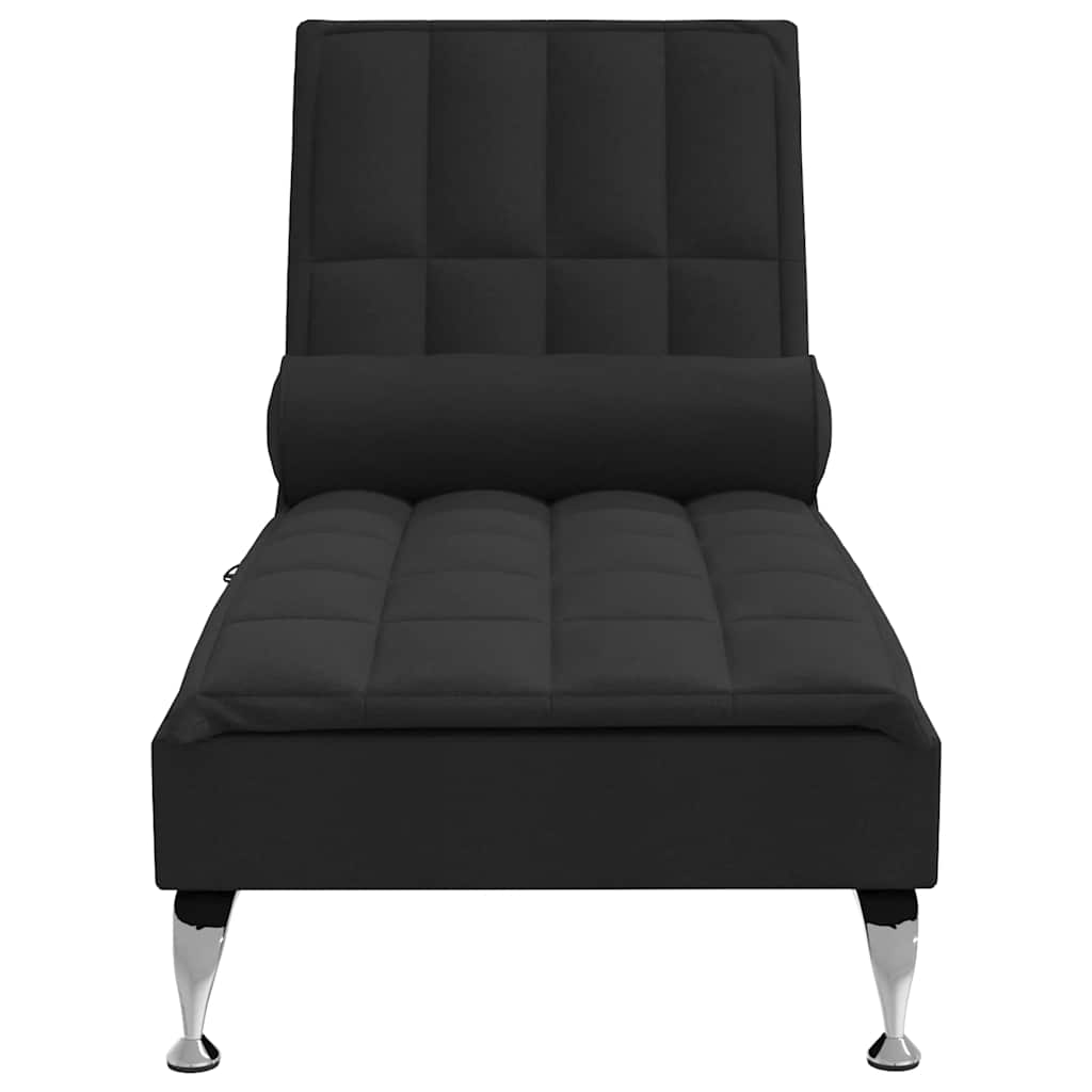 Massage chaise longue met bolster stof zwart is nu te koop bij PeponiXL, paradijselijk wonen!