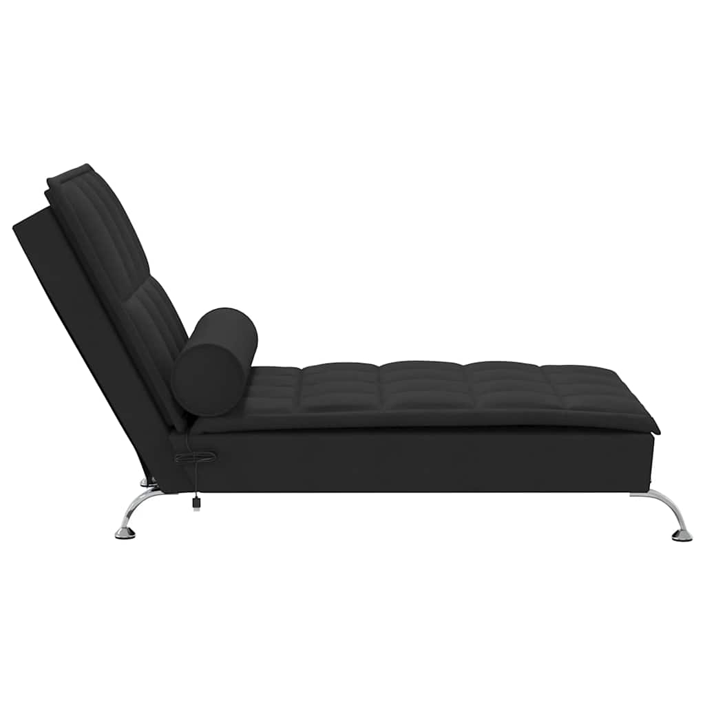 Massage chaise longue met bolster stof zwart is nu te koop bij PeponiXL, paradijselijk wonen!