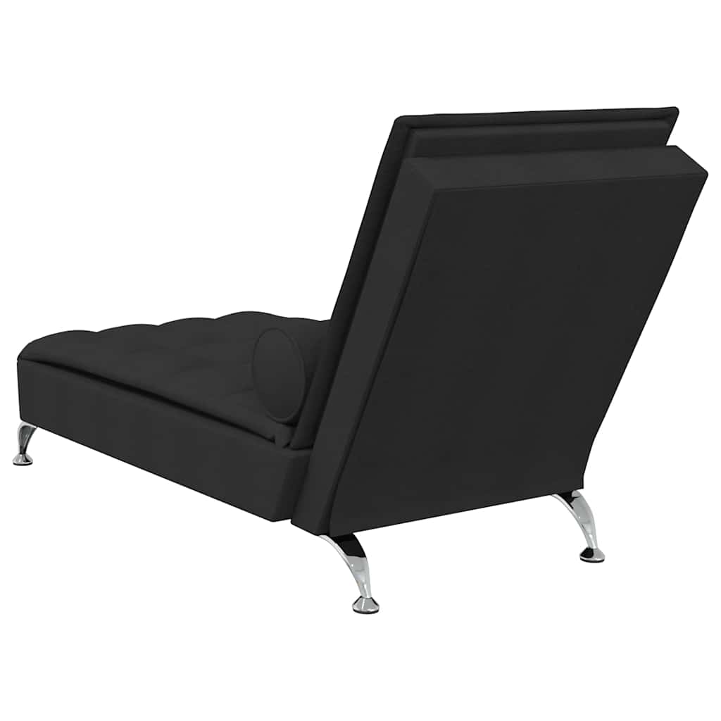Massage chaise longue met bolster stof zwart is nu te koop bij PeponiXL, paradijselijk wonen!