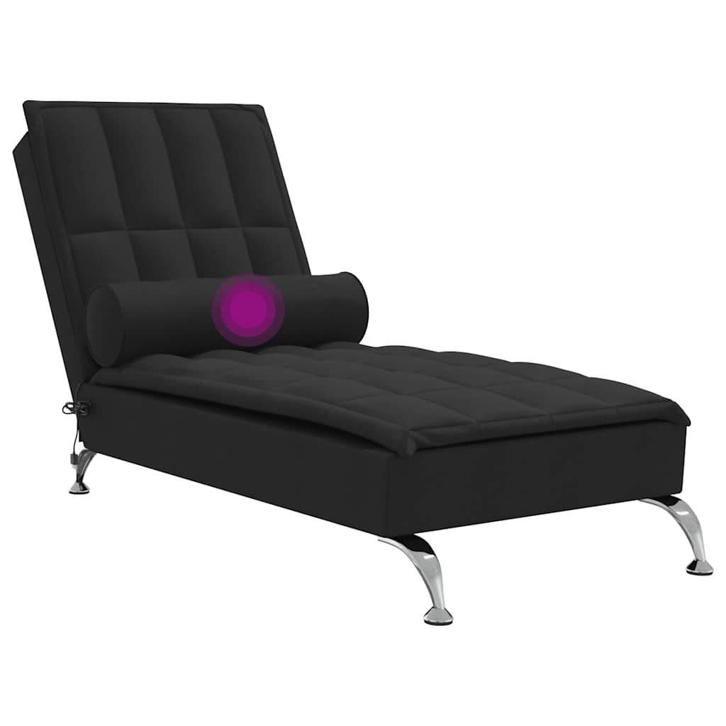 Massage chaise longue met bolster stof zwart is nu te koop bij PeponiXL, paradijselijk wonen!