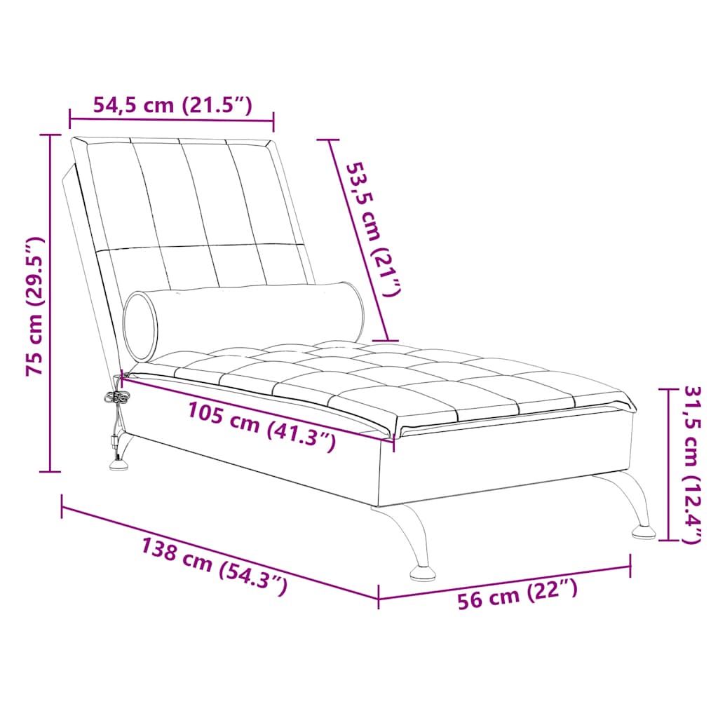 Massage chaise longue met bolster stof zwart is nu te koop bij PeponiXL, paradijselijk wonen!