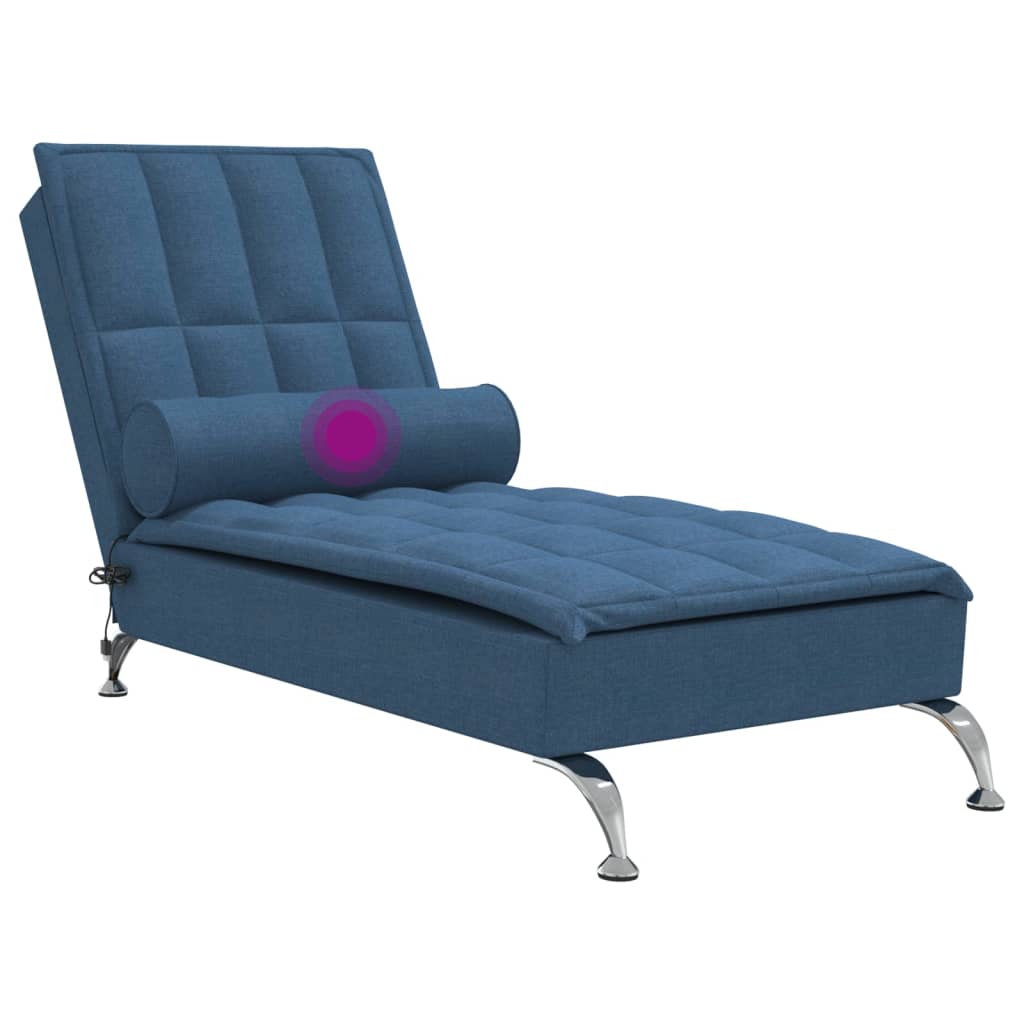 Massage chaise longue met bolster stof blauw is nu te koop bij PeponiXL, paradijselijk wonen!