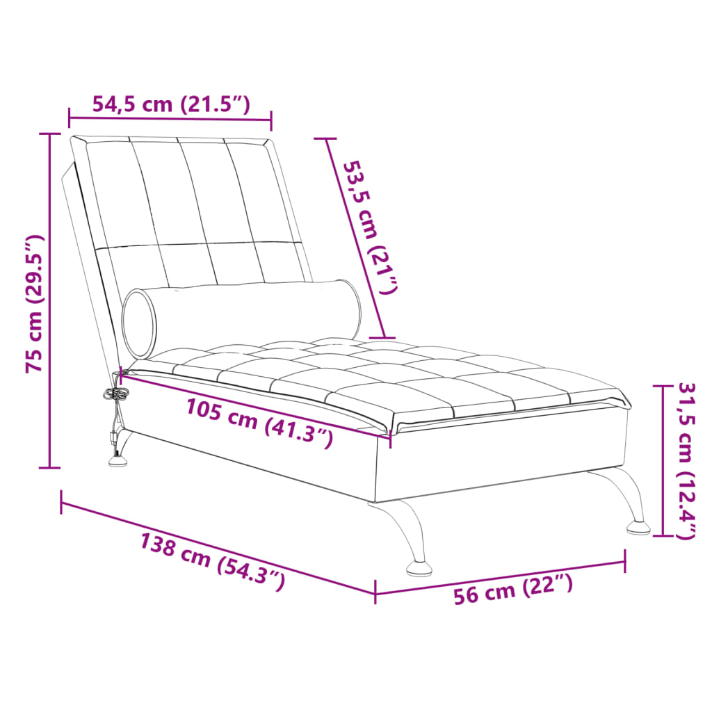 Massage chaise longue met bolster stof blauw is nu te koop bij PeponiXL, paradijselijk wonen!