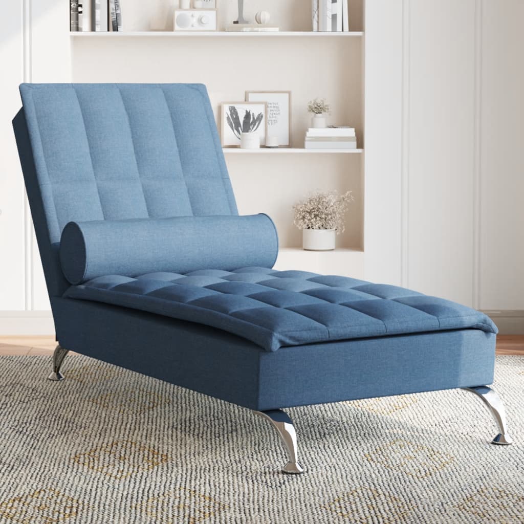 Massage chaise longue met bolster stof blauw is nu te koop bij PeponiXL, paradijselijk wonen!