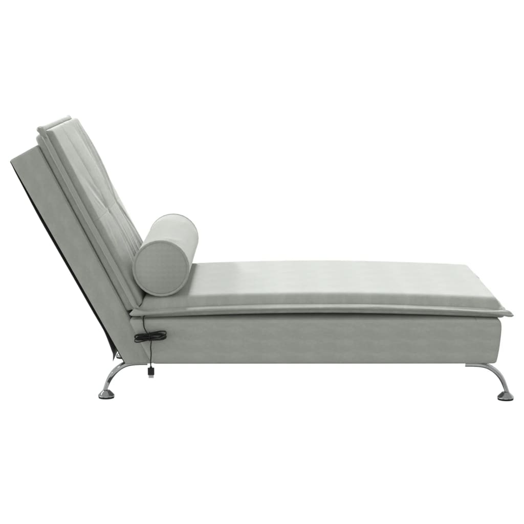 Massage chaise longue met bolster fluweel lichtgrijs is nu te koop bij PeponiXL, paradijselijk wonen!