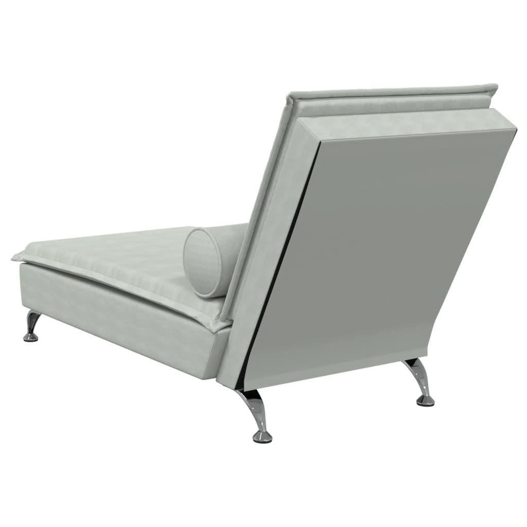 Massage chaise longue met bolster fluweel lichtgrijs is nu te koop bij PeponiXL, paradijselijk wonen!