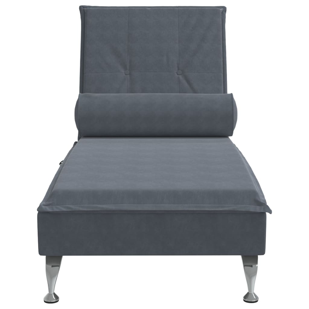 Massage chaise longue met bolster fluweel donkergrijs is nu te koop bij PeponiXL, paradijselijk wonen!