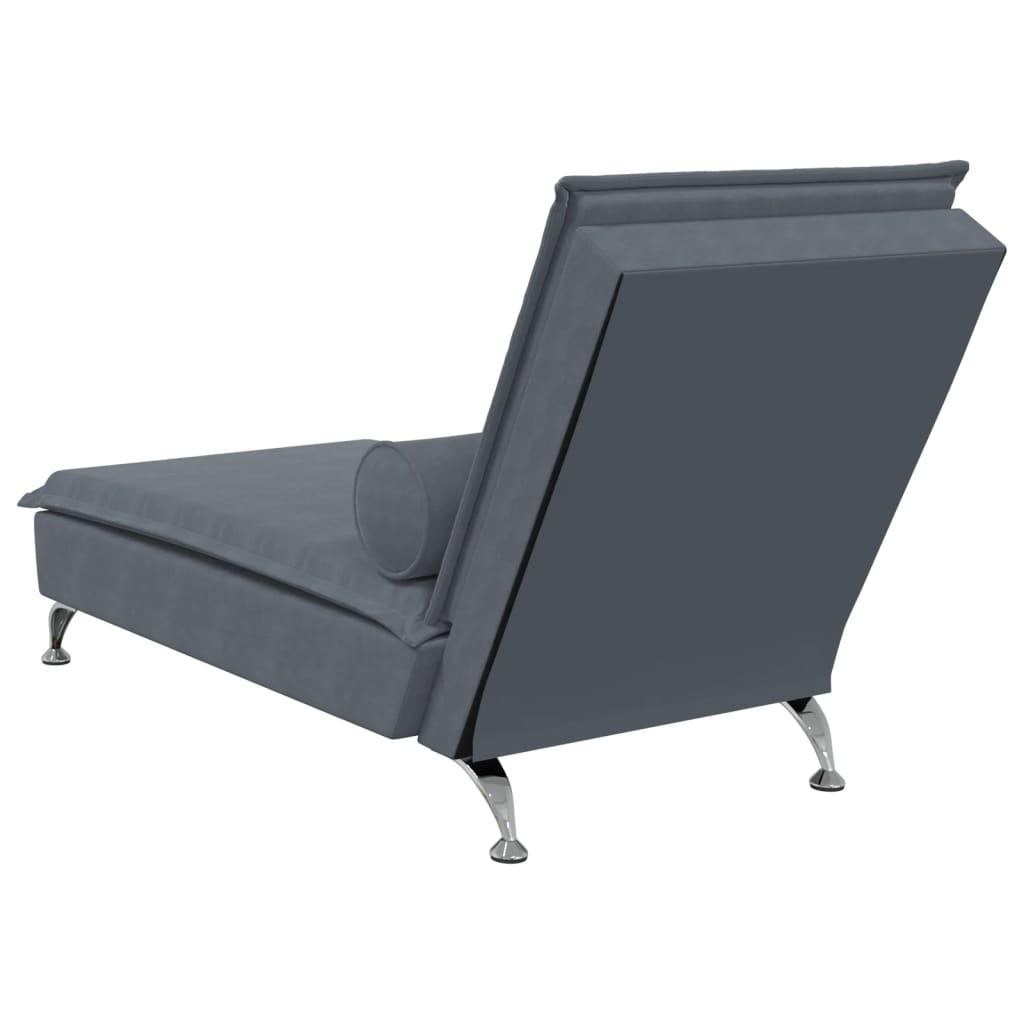 Massage chaise longue met bolster fluweel donkergrijs is nu te koop bij PeponiXL, paradijselijk wonen!