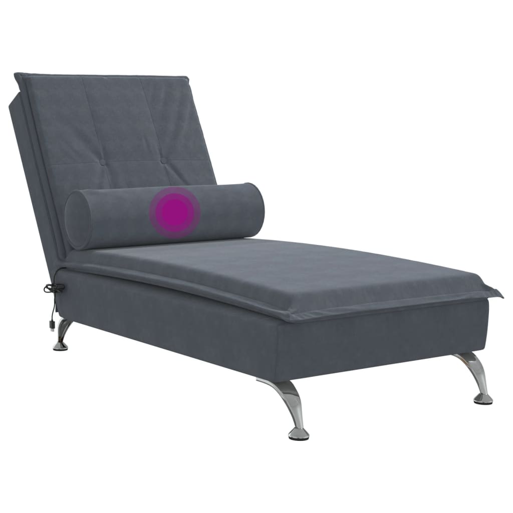 Massage chaise longue met bolster fluweel donkergrijs is nu te koop bij PeponiXL, paradijselijk wonen!