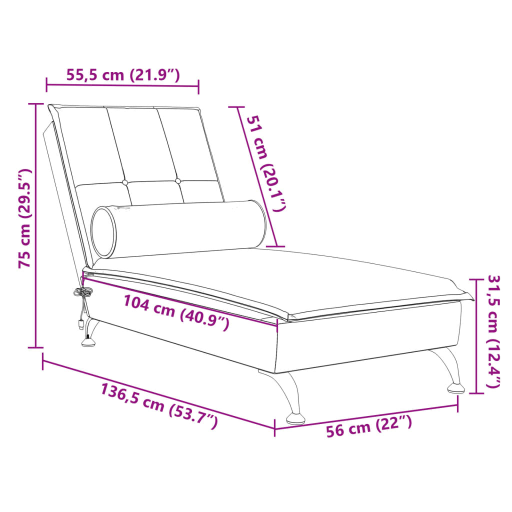 Massage chaise longue met bolster fluweel donkergrijs is nu te koop bij PeponiXL, paradijselijk wonen!