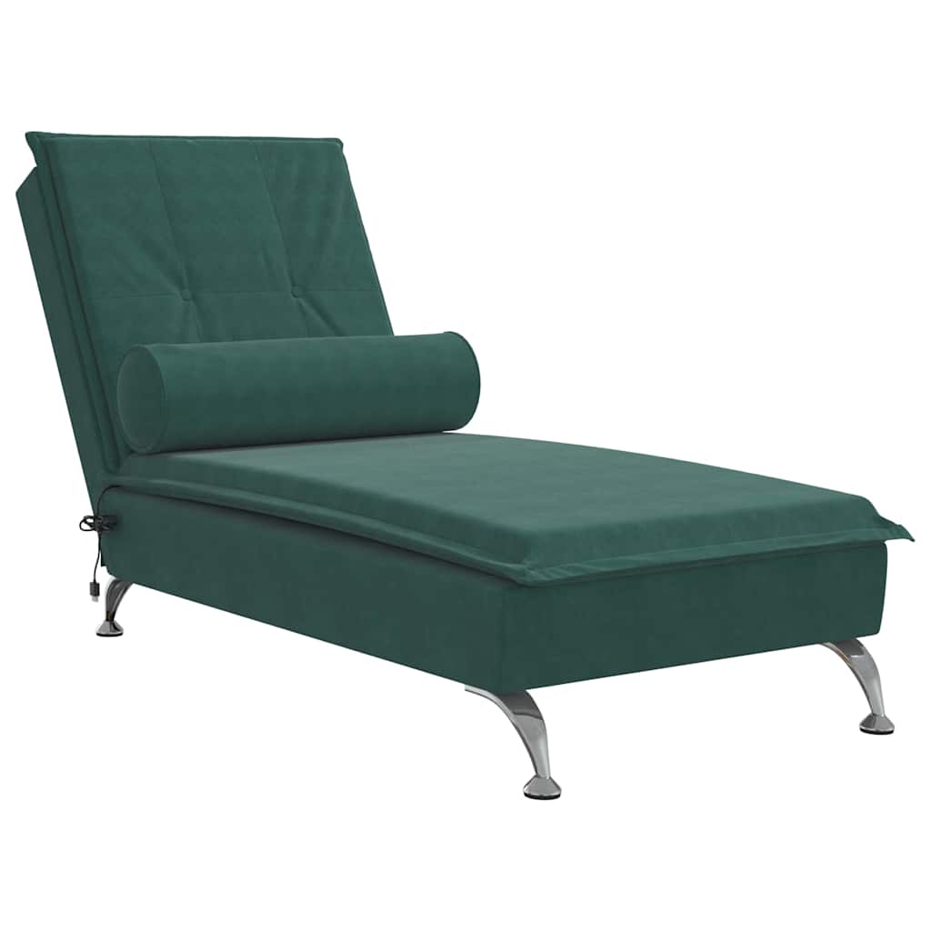Massage chaise longue met bolster fluweel donkergroen is nu te koop bij PeponiXL, paradijselijk wonen!