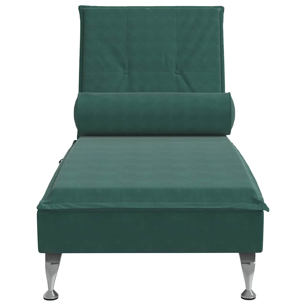 Massage chaise longue met bolster fluweel donkergroen is nu te koop bij PeponiXL, paradijselijk wonen!