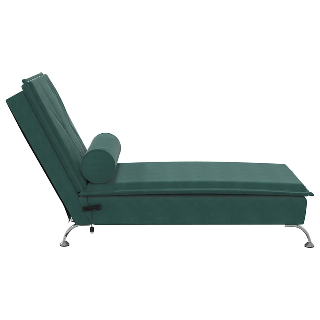 Massage chaise longue met bolster fluweel donkergroen is nu te koop bij PeponiXL, paradijselijk wonen!