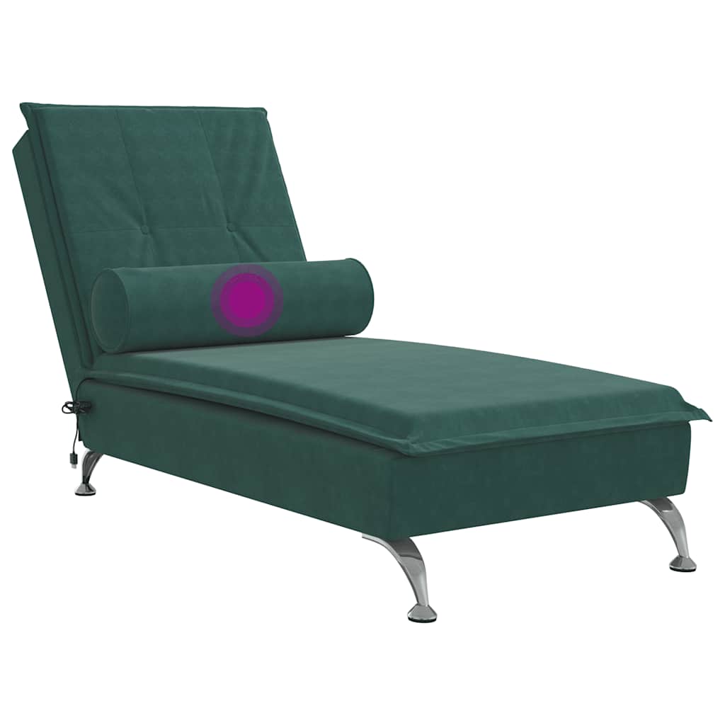 Massage chaise longue met bolster fluweel donkergroen is nu te koop bij PeponiXL, paradijselijk wonen!