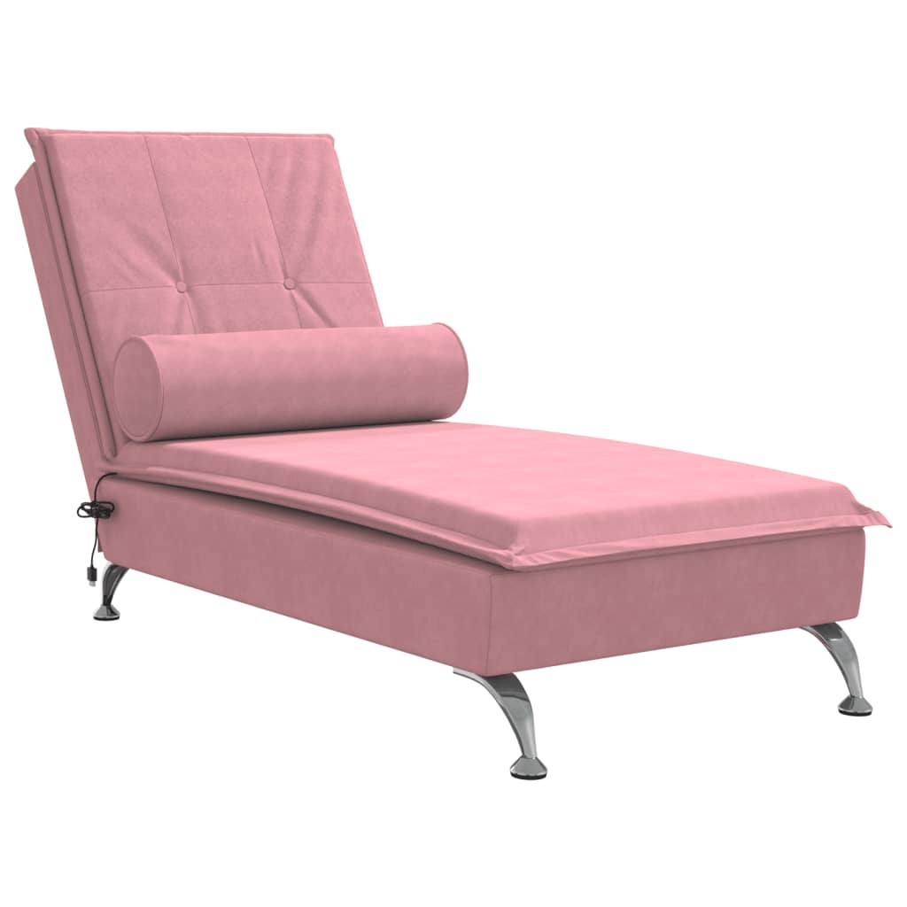 Massage chaise longue met bolster fluweel roze is nu te koop bij PeponiXL, paradijselijk wonen!