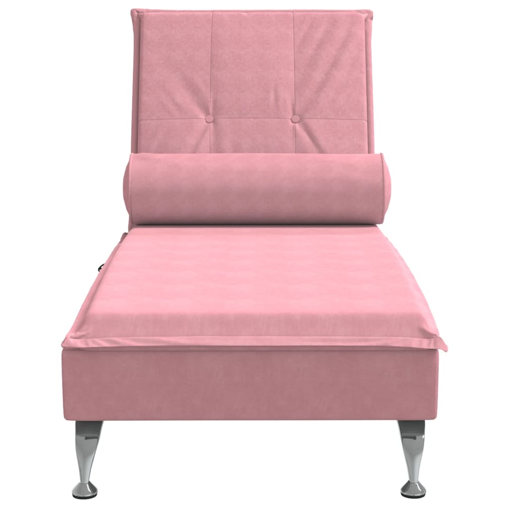 Massage chaise longue met bolster fluweel roze is nu te koop bij PeponiXL, paradijselijk wonen!
