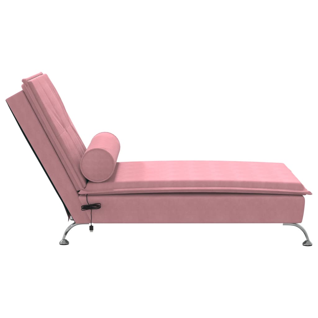 Massage chaise longue met bolster fluweel roze is nu te koop bij PeponiXL, paradijselijk wonen!
