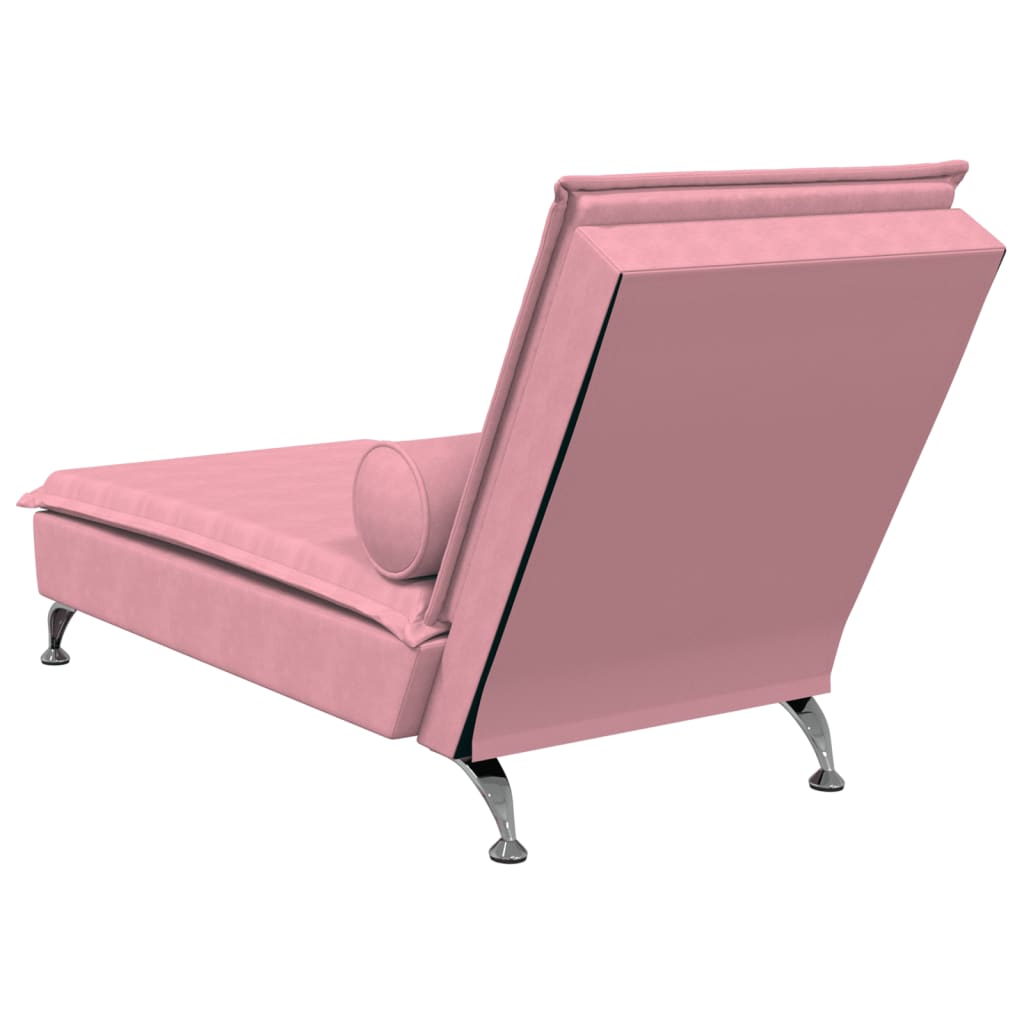 Massage chaise longue met bolster fluweel roze is nu te koop bij PeponiXL, paradijselijk wonen!