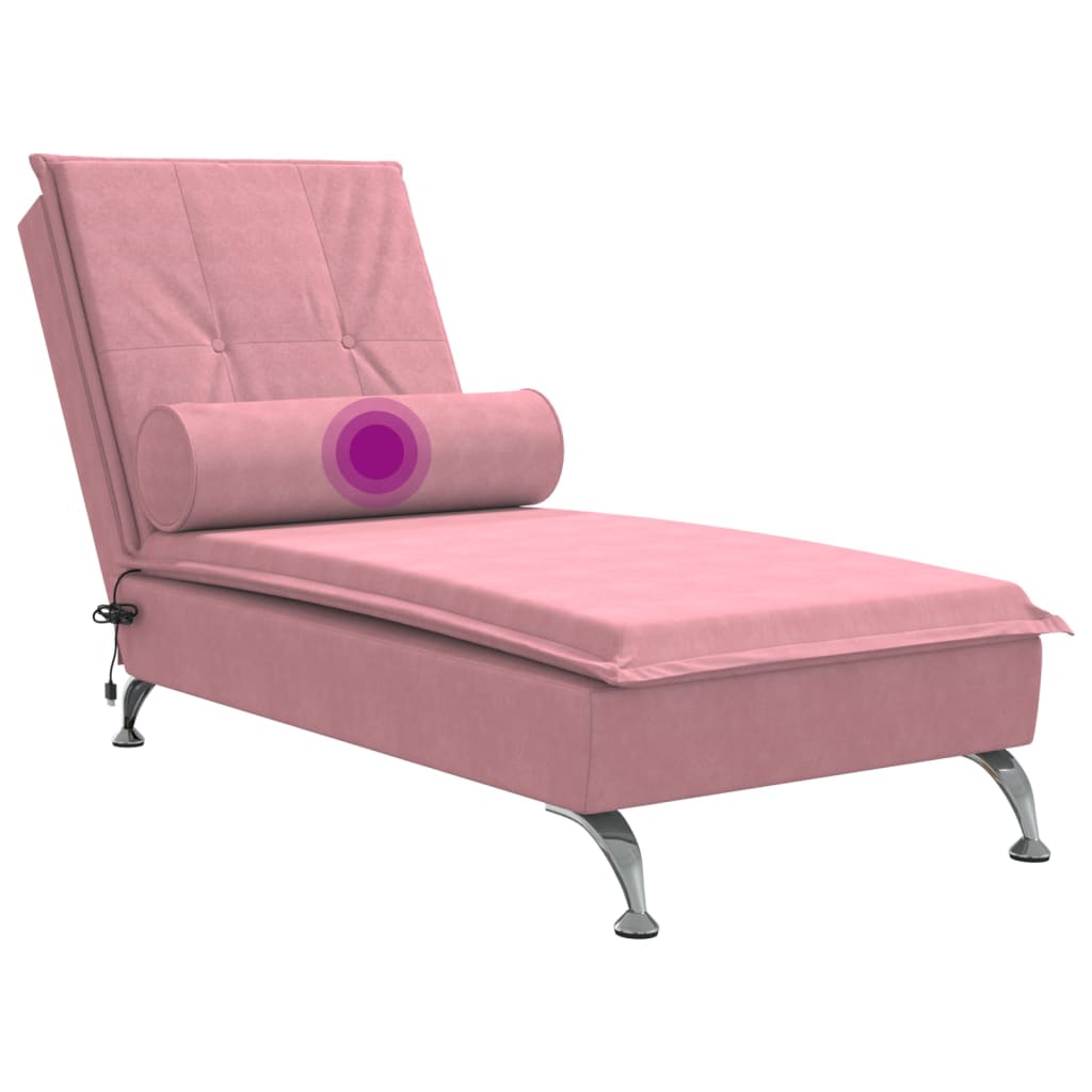 Massage chaise longue met bolster fluweel roze is nu te koop bij PeponiXL, paradijselijk wonen!