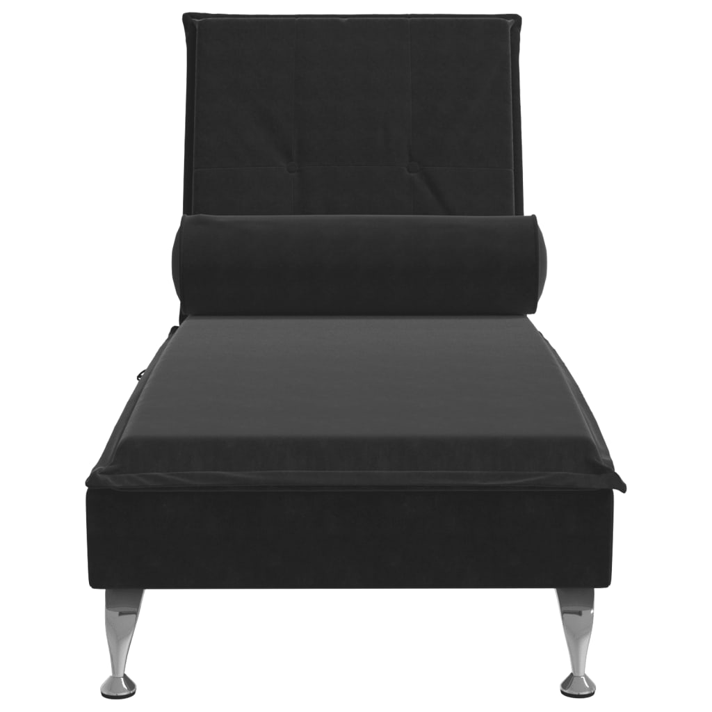Massage chaise longue met bolster fluweel zwart is nu te koop bij PeponiXL, paradijselijk wonen!