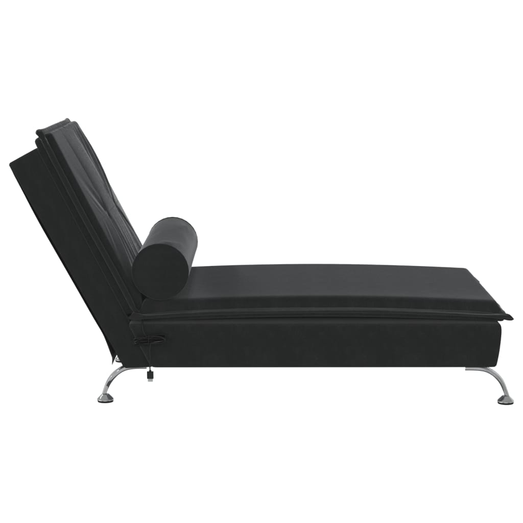 Massage chaise longue met bolster fluweel zwart is nu te koop bij PeponiXL, paradijselijk wonen!