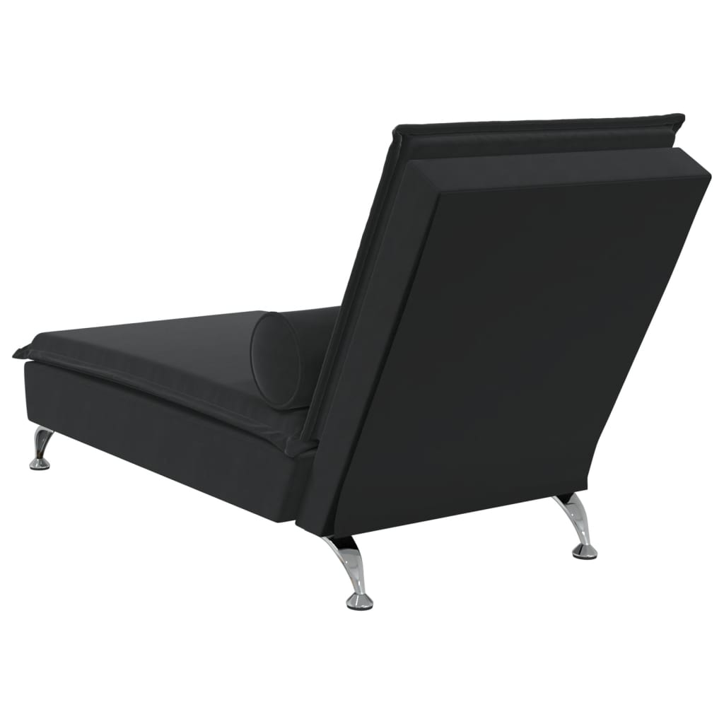 Massage chaise longue met bolster fluweel zwart is nu te koop bij PeponiXL, paradijselijk wonen!