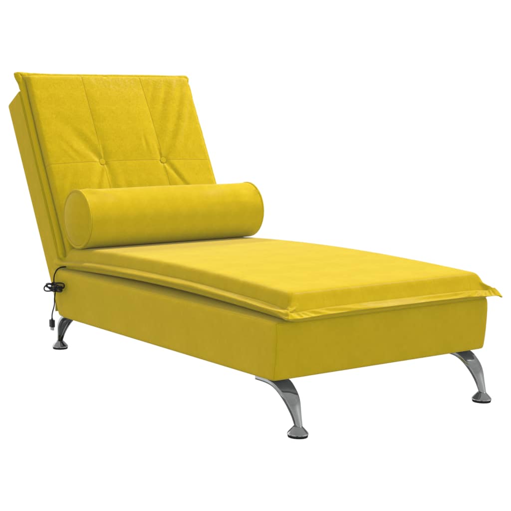 Massage chaise longue met bolster fluweel geel is nu te koop bij PeponiXL, paradijselijk wonen!